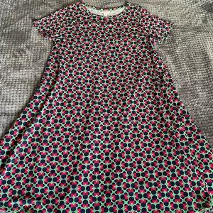Disney LLR Carly dress, dark minty green with black and hot pink Minnie pattern.